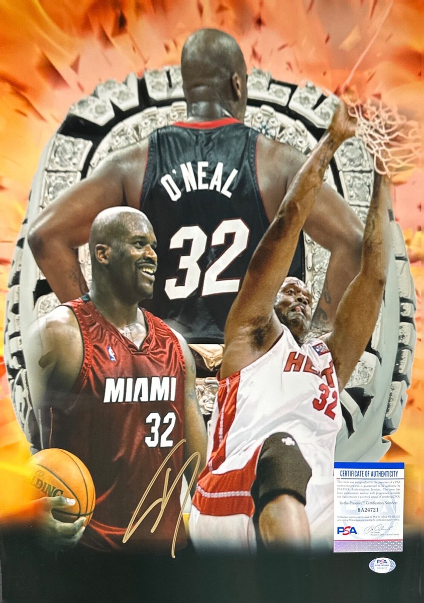 NBA シャキールオニール　Shaquille O'Neal SHAQ HEAT Shaquille O'Neal Signed 16x20 NBA Miami Heat Photo PSA