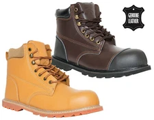Mens Leather Steel Toe Cap Ankle Safety Work Boots Lace Up Slip Resistant Shoes