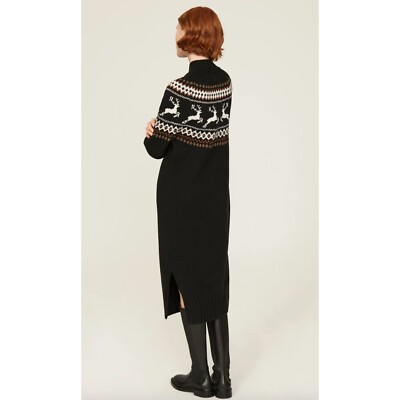 Barbour Kingsbury Sweater Dress Reindeer Pattern Knit Size 10 US | eBay