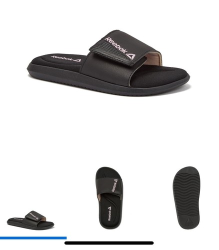 NEU Reebok Memory Foam Slide Sandalen - USA Verkäufer - schwarz & pink - Größe 3 US