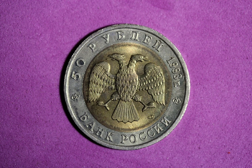 1993 Russia Turkmenian Eublefar 50 Roubles Bimetallic Coin #M20353 - Image 2 of 2