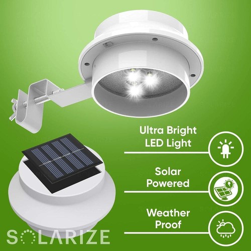 4 pack Solar Powered LED Gutter Lights 10 Lumen 6-8 Hour Charge & Lighting Time - Picture 8 of 11