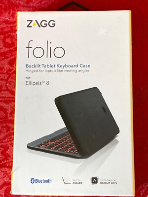 ZAGG Folio Case Backlit Keyboard for Verizon Ellipsis 8'' HD Tablet - Black