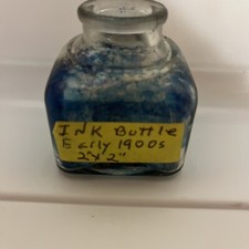 Ink Well Bottle Early 1900s 2&rdquo;x2&rdquo; X 2.5&rdquo;  O On Bottom
