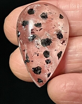Pear Shape Quartz Cabochon Gemstone, Lepidocrocite/Hematite