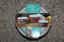THE PIONEER WOMAN DAZZLING DAHLIAS 6-PIECE CERAMIC BOWL SET WITH LIDS BRAND NEW