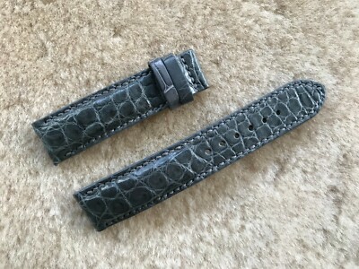 20mm/18mm Gray Alligator Crocodile Embossed Leather Watch Strap Band