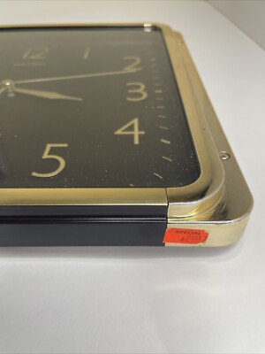 Vintage Seiko Quartz Wall Clock Black / Gold Art Deco Style
