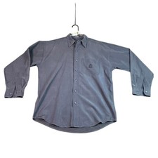 VTG Chaps Ralph Lauren Dress Shirt Button Up Long Sleeve Logo Gray Mens M