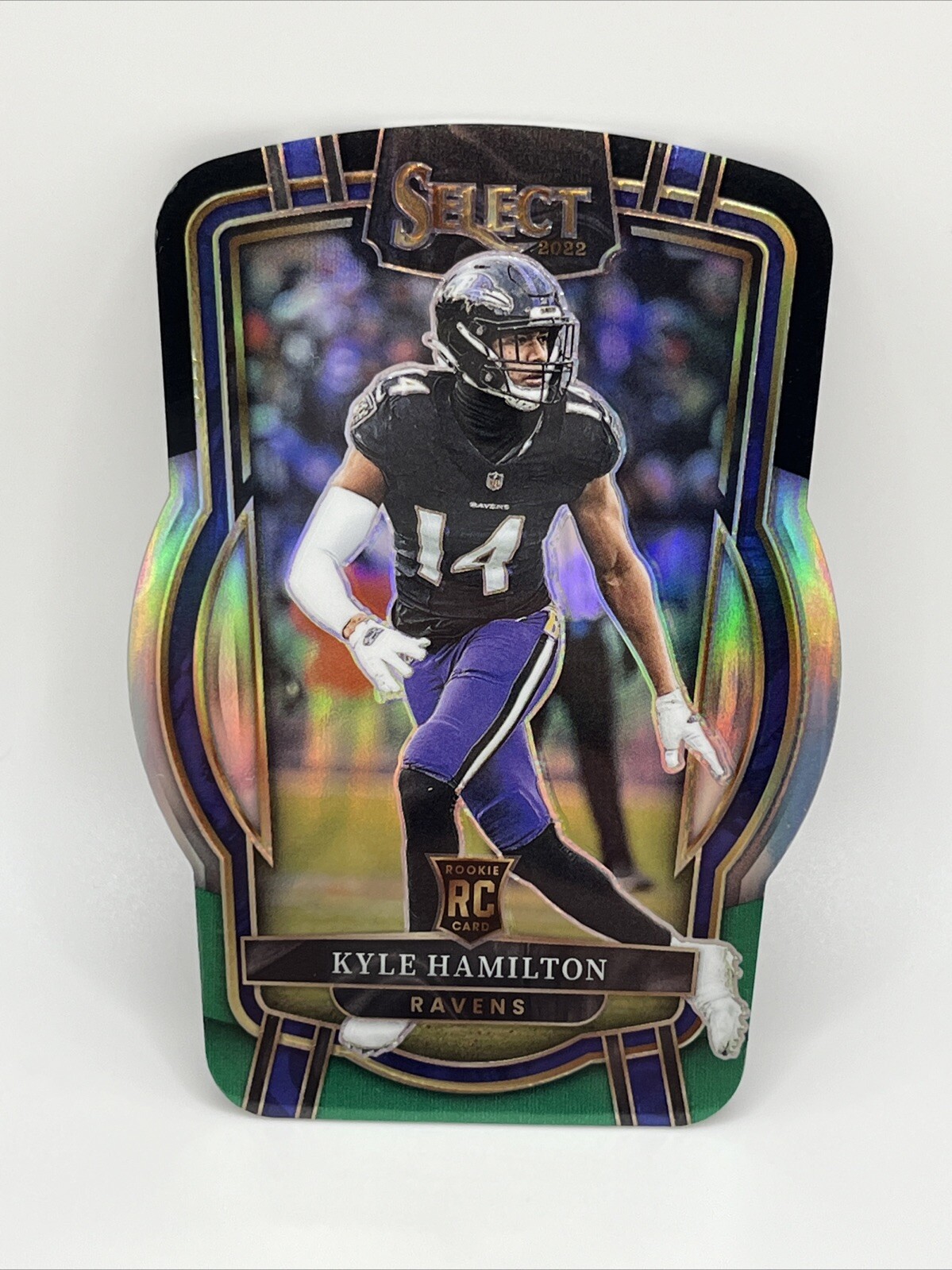 2022 Select Club Level Black & Green Prizm Die-Cut Kyle Hamilton #294 Rookie RC