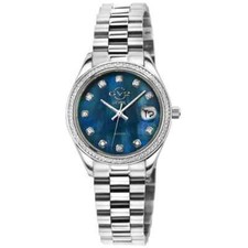GV2 by Gevril Women's 12429B Turin Diamond MOP Dial Swiss Quartz Steel Watch