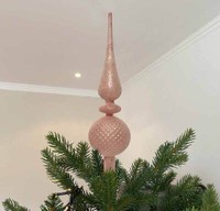 Christbaumspitze Rosa Zapfen Schnee Frost Weihnachtsbaumspitze Echt Glas 31Cm