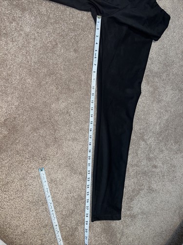 NEW black Aqua black Compression Leggings pants Medium Soft Full Length 11” Rise - Picture 3 of 9