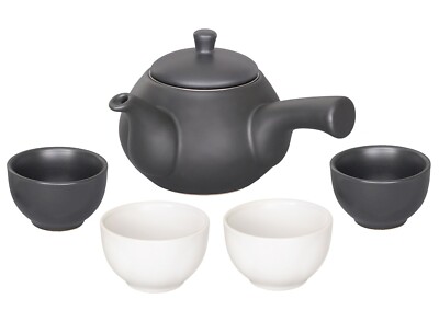 tea4chill Teeset / Teeservice 5-teilig aus Keramik, schwarz/weiß, Teekanne 500ml