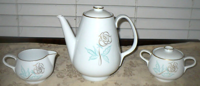 Easterling SPENCERIAN ROSE Coffee Pot Creamer Sugar Bowl