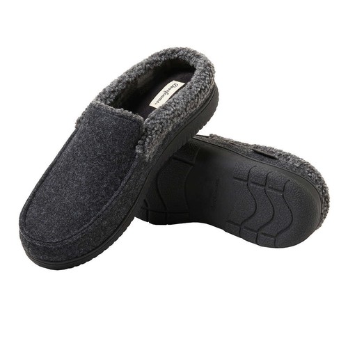 Dearfoams Mens Memory Foam Comfy Slippers Black 7/8 New