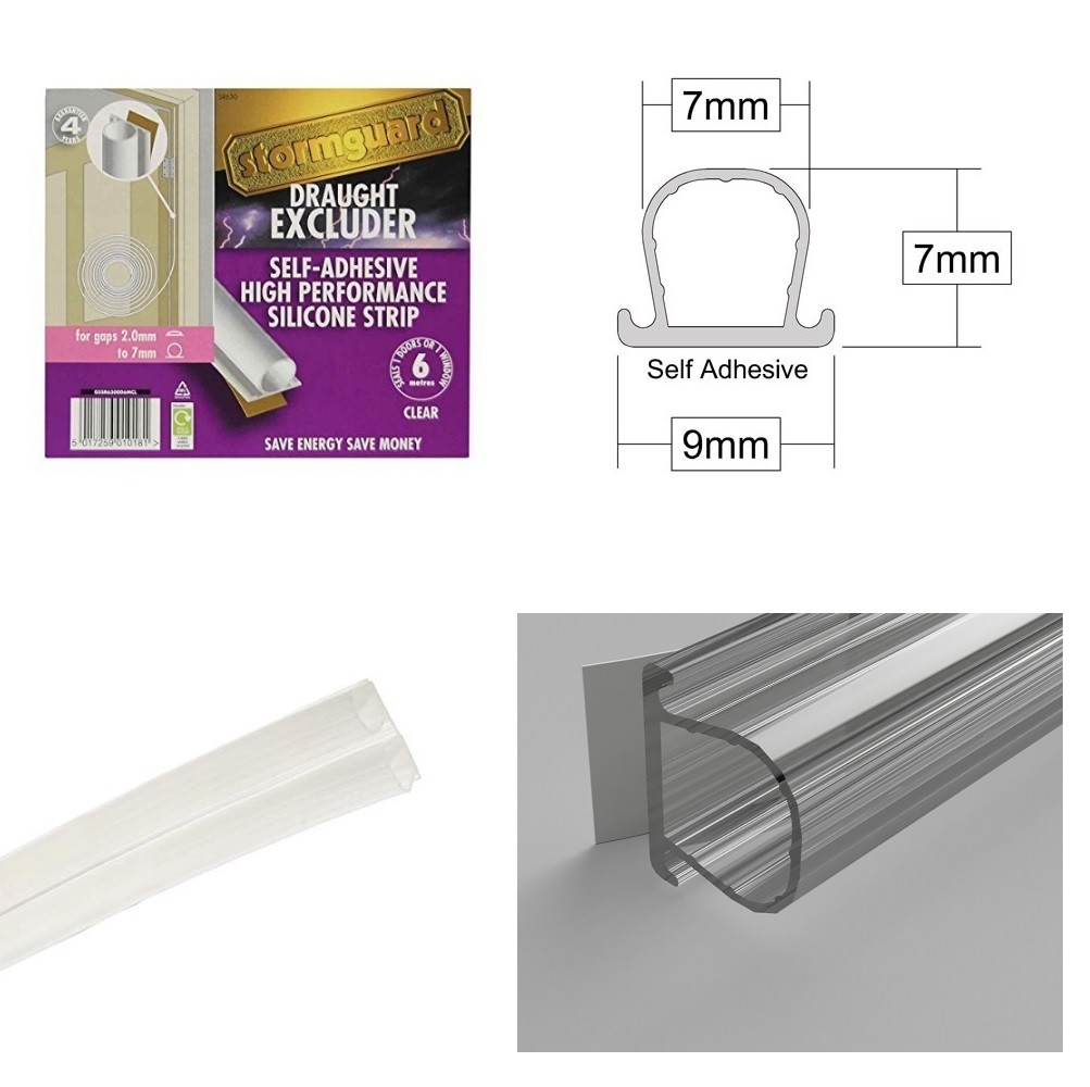 Stormguard Self Adhesive Weatherstrip Clear Draught Excluder for Window & Doors