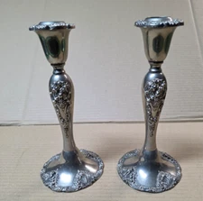 Pair of Godinger Silver Plated Baroque Style Candlesticks Candle Holders  AA48