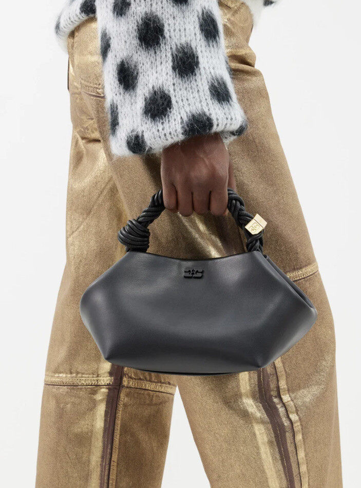 GANNI Bou braidedhandle recycledleather crossbody Small Black bag eBay