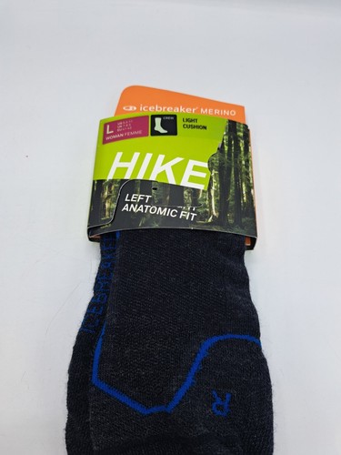 Womens Icebreaker Merino Hiker Light Crew Cushion Sock black - blue hiking walk - Picture 4 of 4