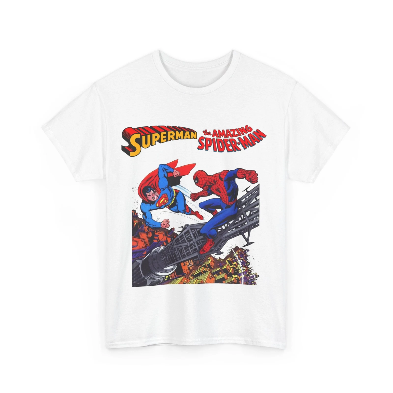 Superman & Amazing Spider-Man T-Shirt - DC/Marvel Comics Crossover - 1970s