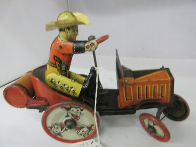 VINTAGE MARX COWBOY WHOOPIE CAR WORKS WIND UP TOY 345-W | eBay