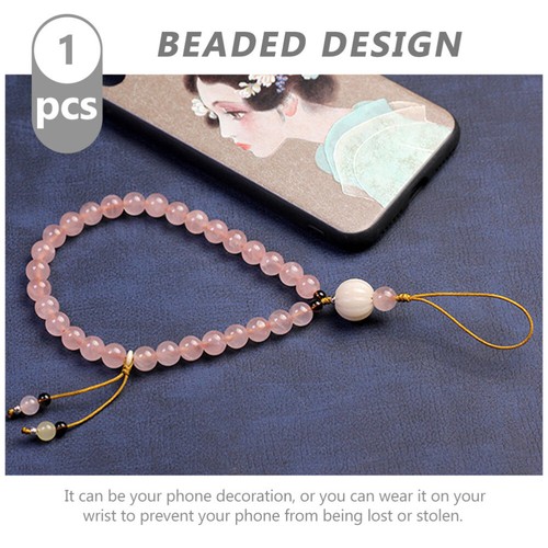 Chaîne de téléphone portable en cristal rose pour femme bracelet en perles naturelles - Photo 4/12