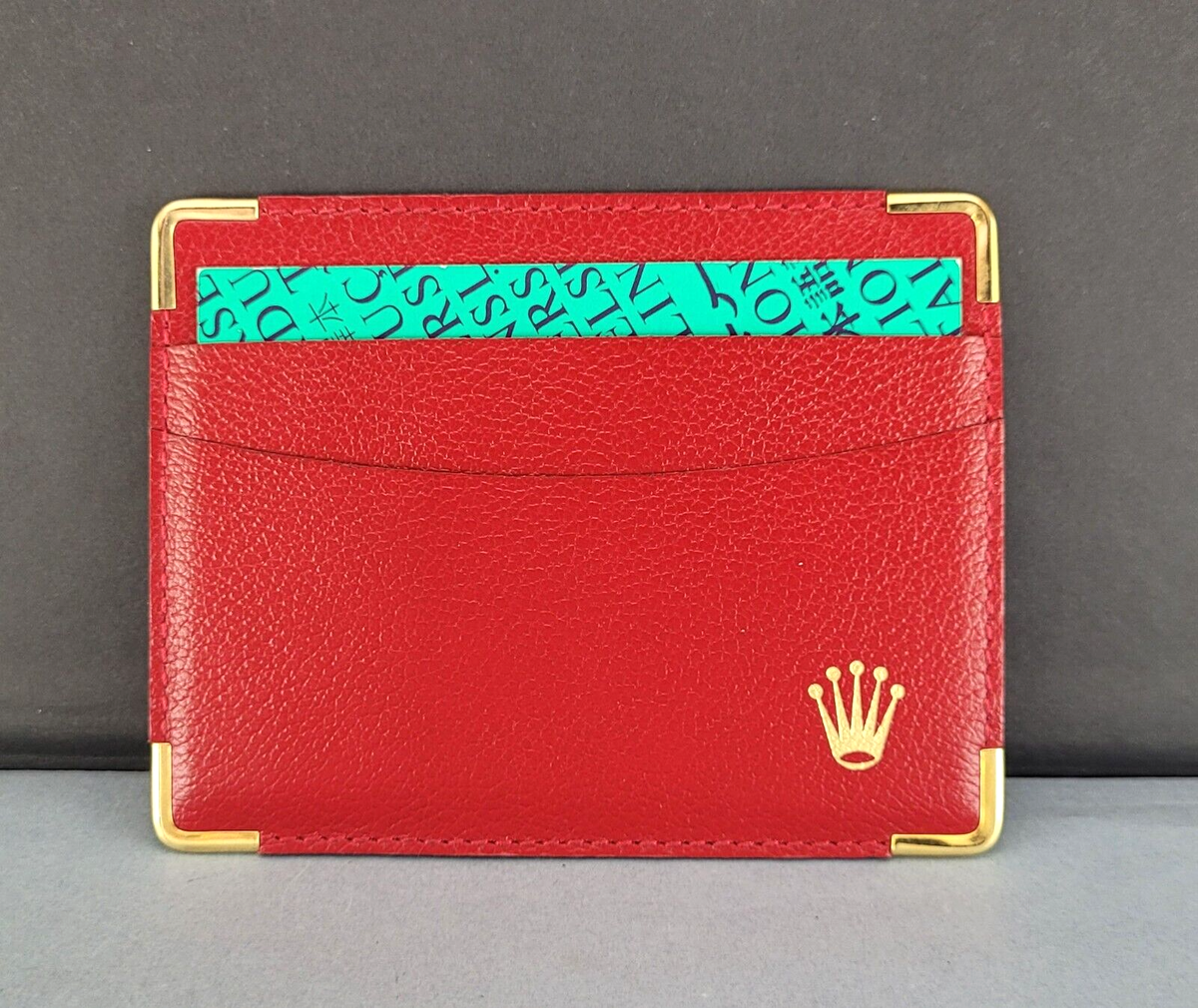 ROLEX Red leather Ref 0101.60.05 Wallet/ Holder & translation