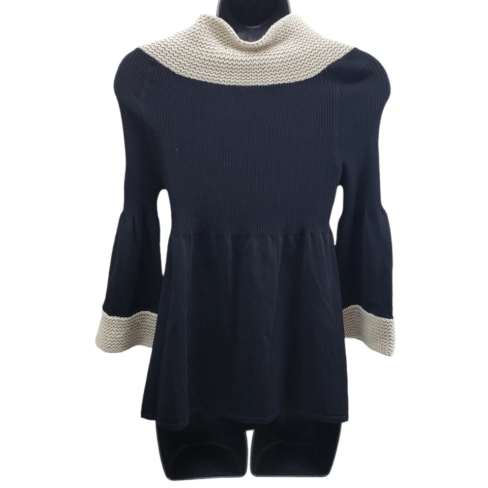 Camisa para mujer Hazel pequeña negra tostada hilo dorado tejido suéter elástico Foto 3 de 4