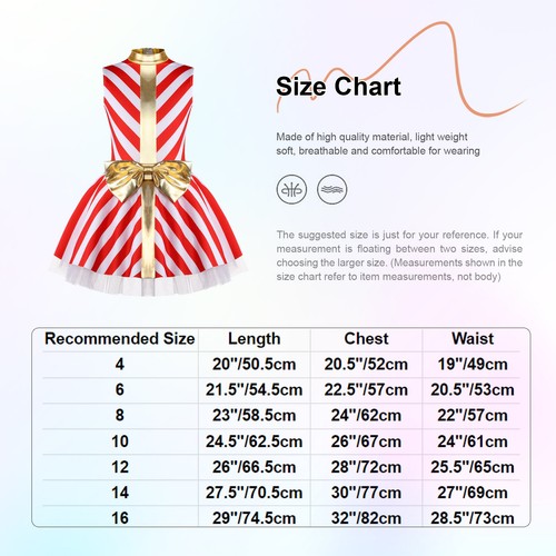 Girls Christmas Dance Costume Candy Cane Ballet Tutu Dress Xmas Fancy Dress - Picture 15 of 26