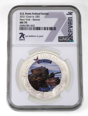 2021 Cook Islands S$5 US Animal New York 1 Oz. Graded by NGC as MS-70 ...