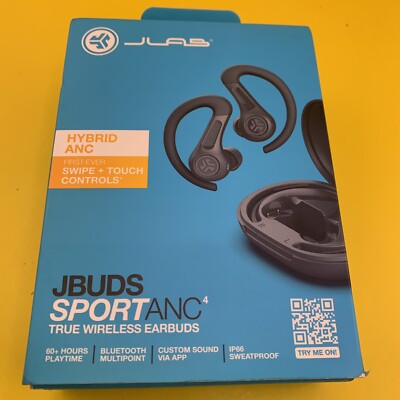 JLab JBuds Sport ANC 4 Bluetooth Earbuds, Sporthook, Fitness & Gym  NEW OPEN BOX