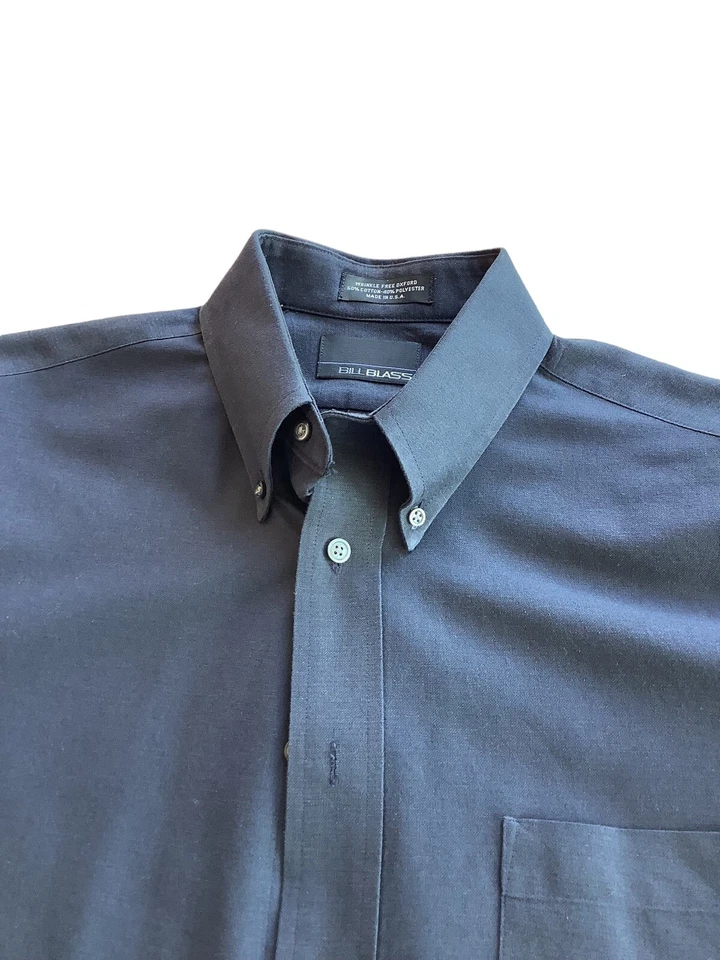 Camisa Bill Blass Para Hombres 15 1/2 Carbón Camisa de Vestir Oxford Sin Arrugas Manga Larga Foto 3 de 4