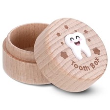 Tooth Fairy Box, 3D Carved Cute Tooth Keepsake Box, Wooden Tooth Holder for