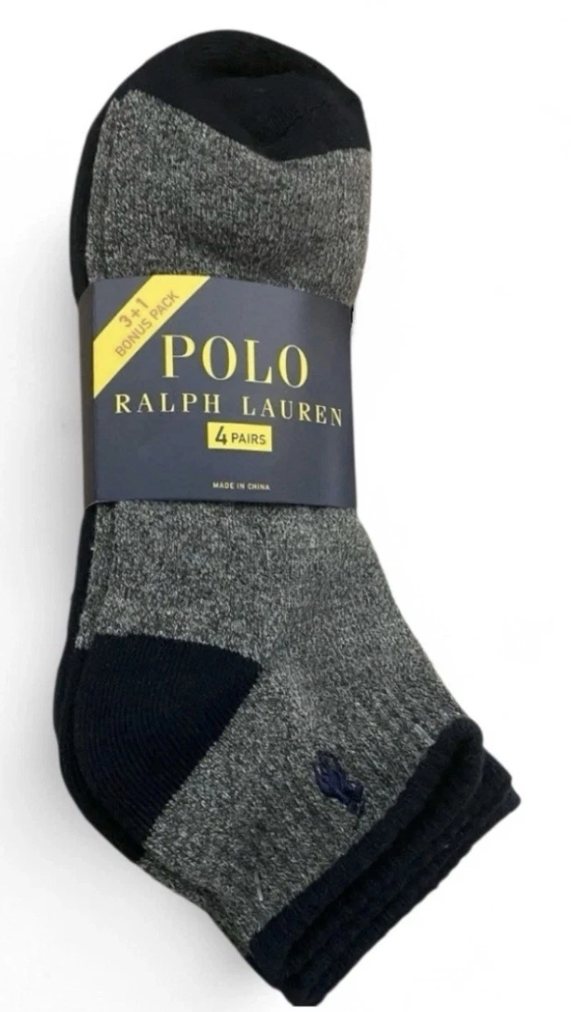 Polo Ralph Lauren Quarter Crew Classic Sport Socks 4, Shoe Sz 6-12.5. NEW!