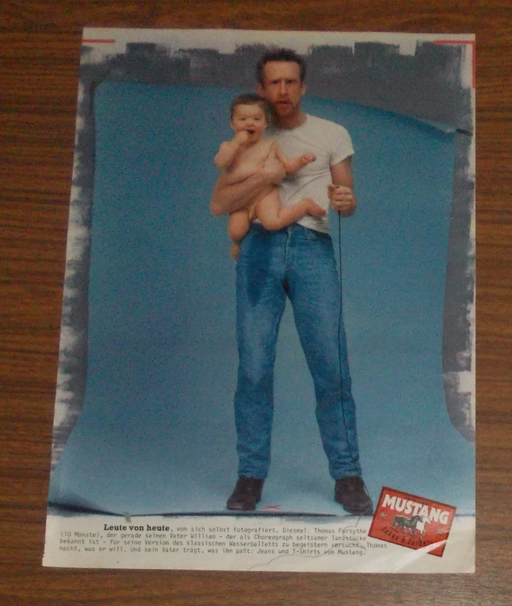 Seltene Werbung vintage MUSTANG Jeans William & Baby Thomas Forsythe 1981