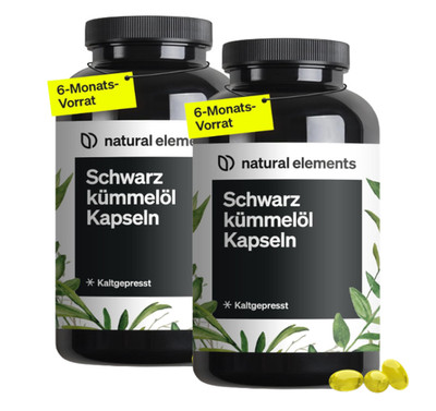 3 x natural elements Schwarzkümmelöl (original Nigella sativa)   3x400 Kapseln