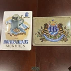 Pair VTG Hofbräuhaus München Beer Tin Metal Signs Germany Retro Bar Decor