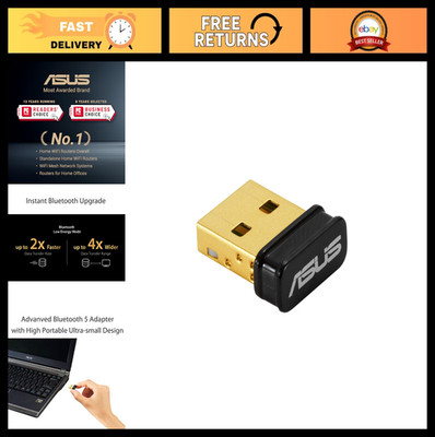 Ultra Small Bluetooth 5 USB Adapter, Backward Compatible, TAA Compliant, Mini Do