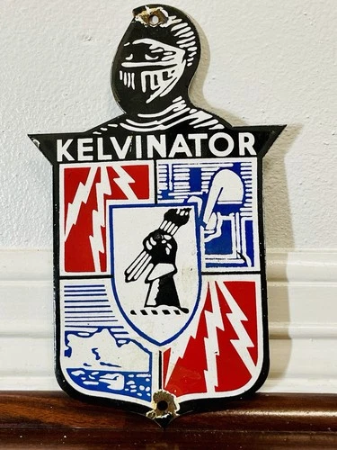 Kelvinator Porcelain Enamel Classic Vintage Sign 10 x 5 1/2 inch