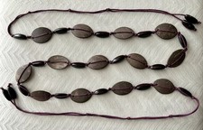 Boho Tie Belt Beaded Wood Stone Look Brown Adjustable Wrap Belt Festival Hippie