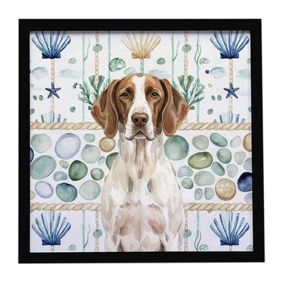 Liver and White Pointer Coastal Sea Glass Framed Metal Print WDK7155MFP88