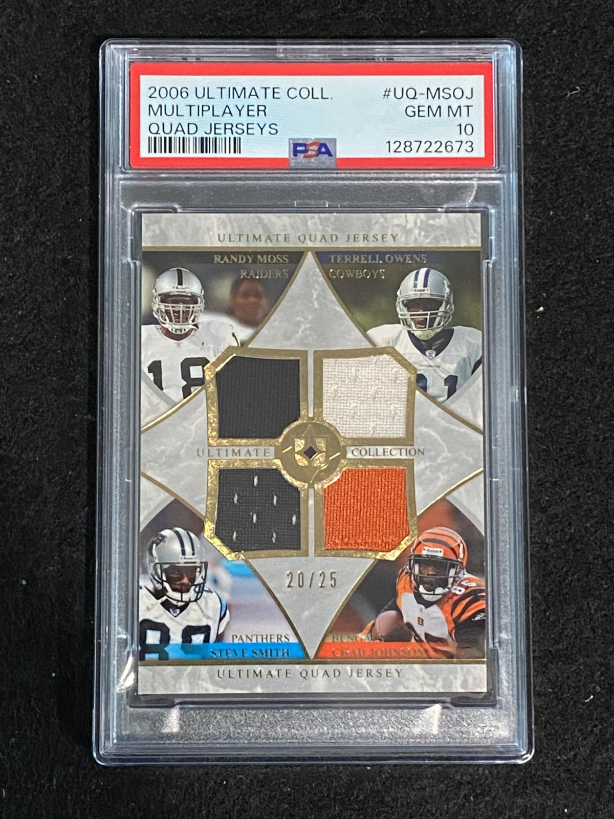 Randy Moss-Terrell Owens 2006 Ultimate Collection-Quad Jersey /25 - PSA 10