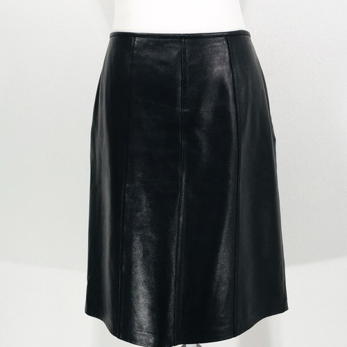 Lux Leder Ann Taylor Minirock Damen Gr. 10 schwarz gefüttert seitlicher Reißverschluss - Bild 3 von 5