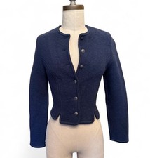 Geiger Boiled Wool Navy Blazer Cardigan Tyrolean Made In Austria Size 38