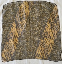 Unbranded, Sheer Polyester Scarf, shades of Blk, Beige, Yel, Brn, 18 X 18in Sqr