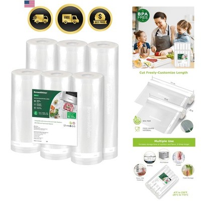 Vacuum Sealer Rolls Bags, 6 Pack 3 Rolls 11'' x 20' + 3 Rolls 8'' x 20' Commerc...