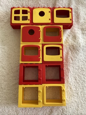 Lego Duplo Red Yellow Windows Doors Lot Of 11 Replacements Parts Panes