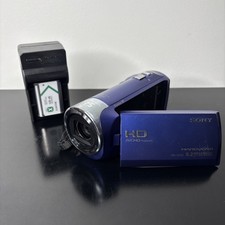 Sony Handycam HDR-CX240 Blue Camcorder w/8GB SD Card  Portable Charger READ 