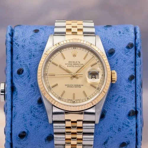 Rolex Datejust 36 16233 Champagne Dial Vintage Two Tone Jubilee Gold Steel